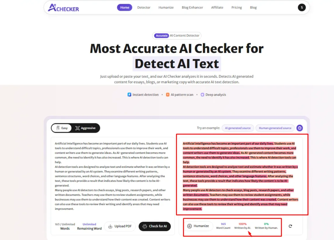  Test the Same Text With my AI detector 