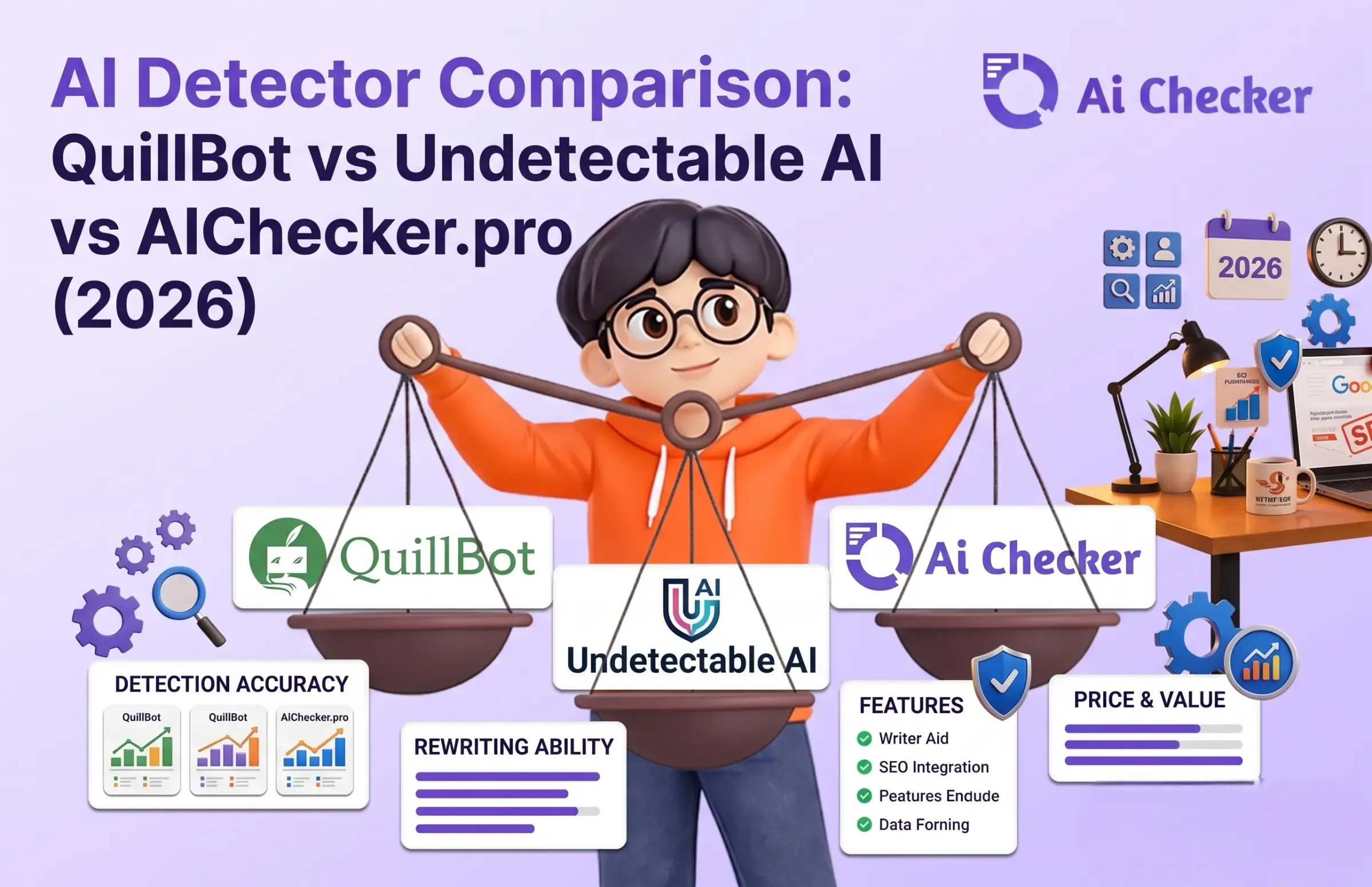 AI Detector Comparison: QuillBot vs Undetectable AI vs AI Checker Pro (2026)