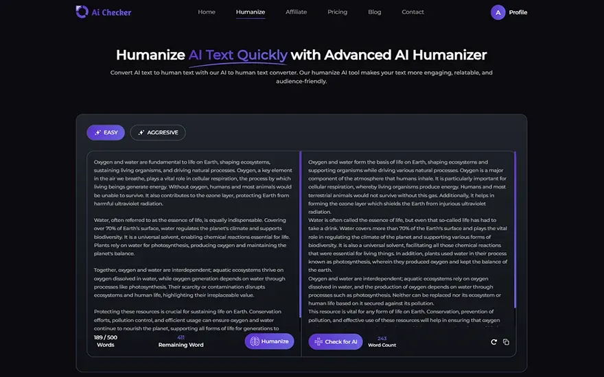 AIchecker pro’s AI Humanizer.webp