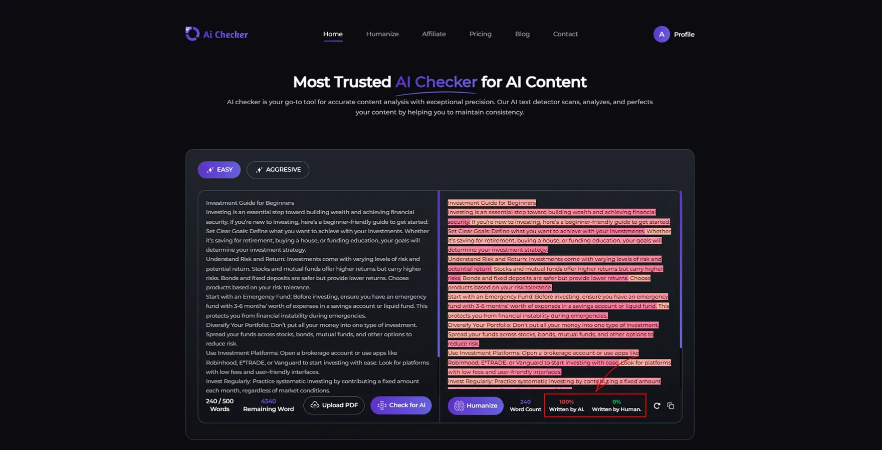 ChatGPT content check in AI Checker pro’s AI checker tool (2).webp
