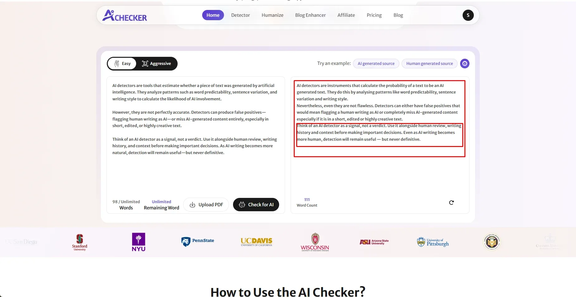 Check again with AI Checker Pro 