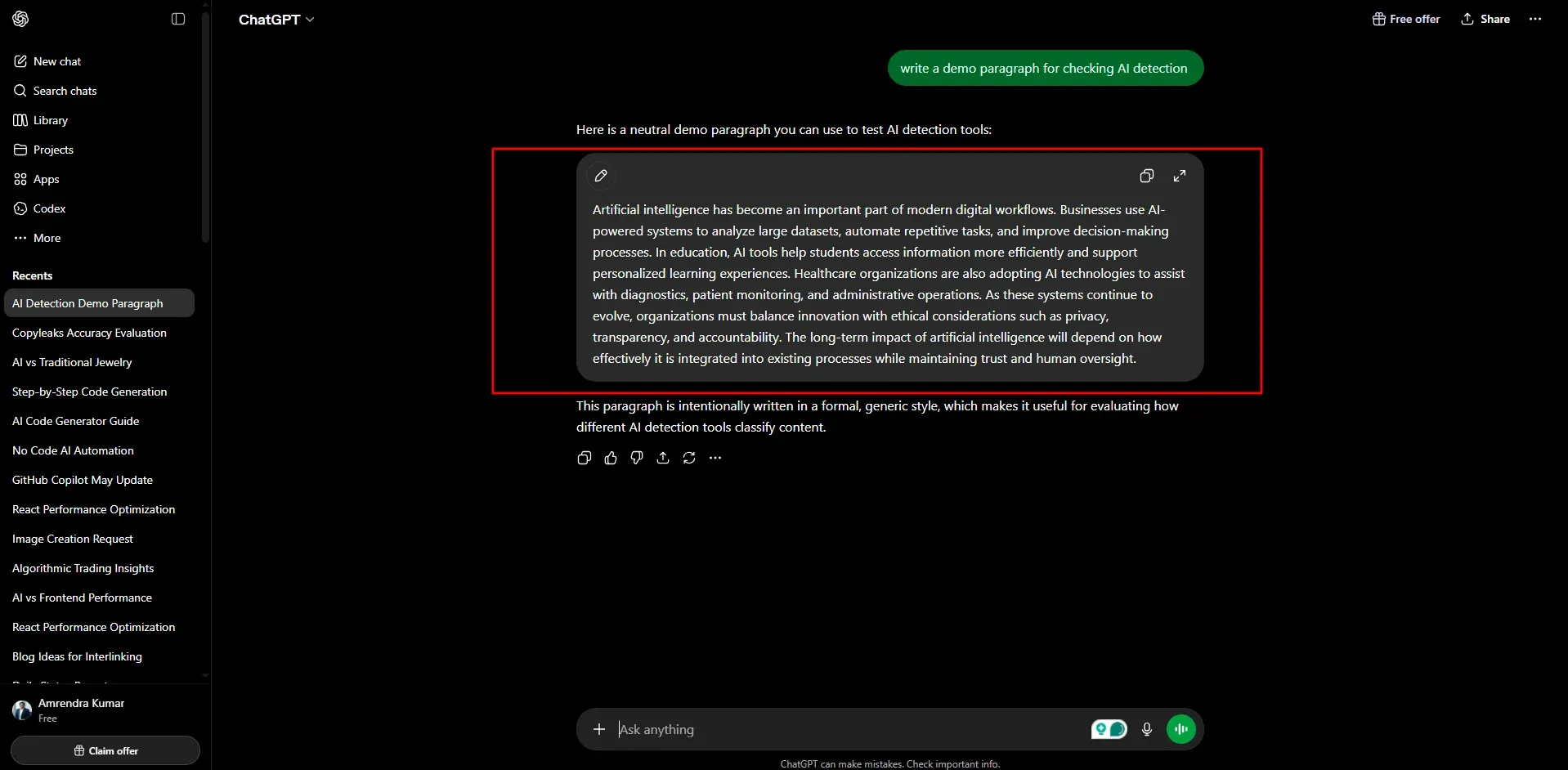Generate a Demo Content Sample