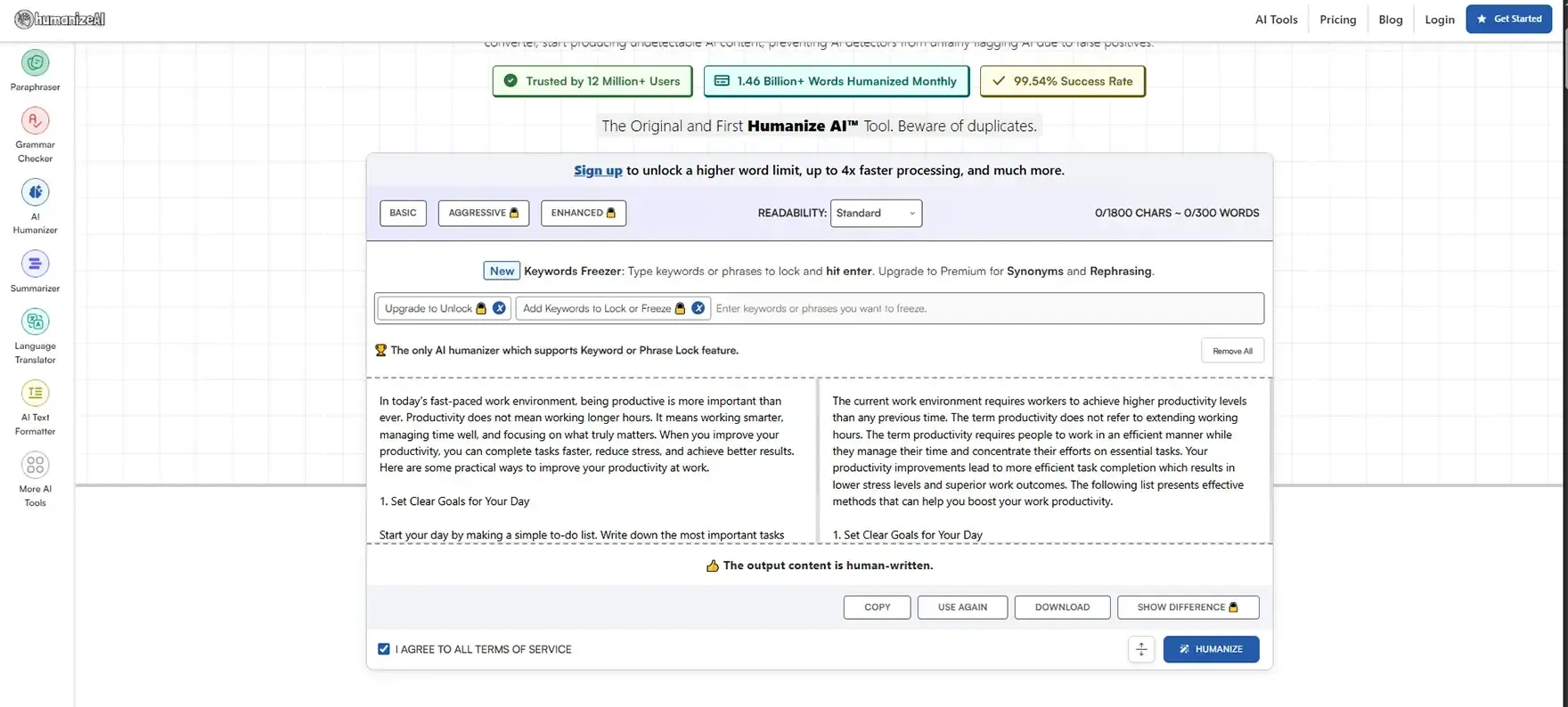 Humanized the content