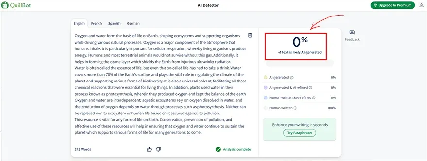 Quillbot’s AI detector.webp