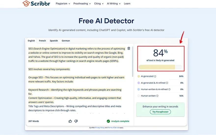 Scribbr ai detector