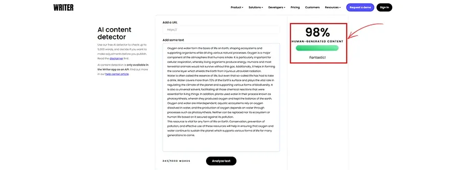Writer’s AI detector.webp