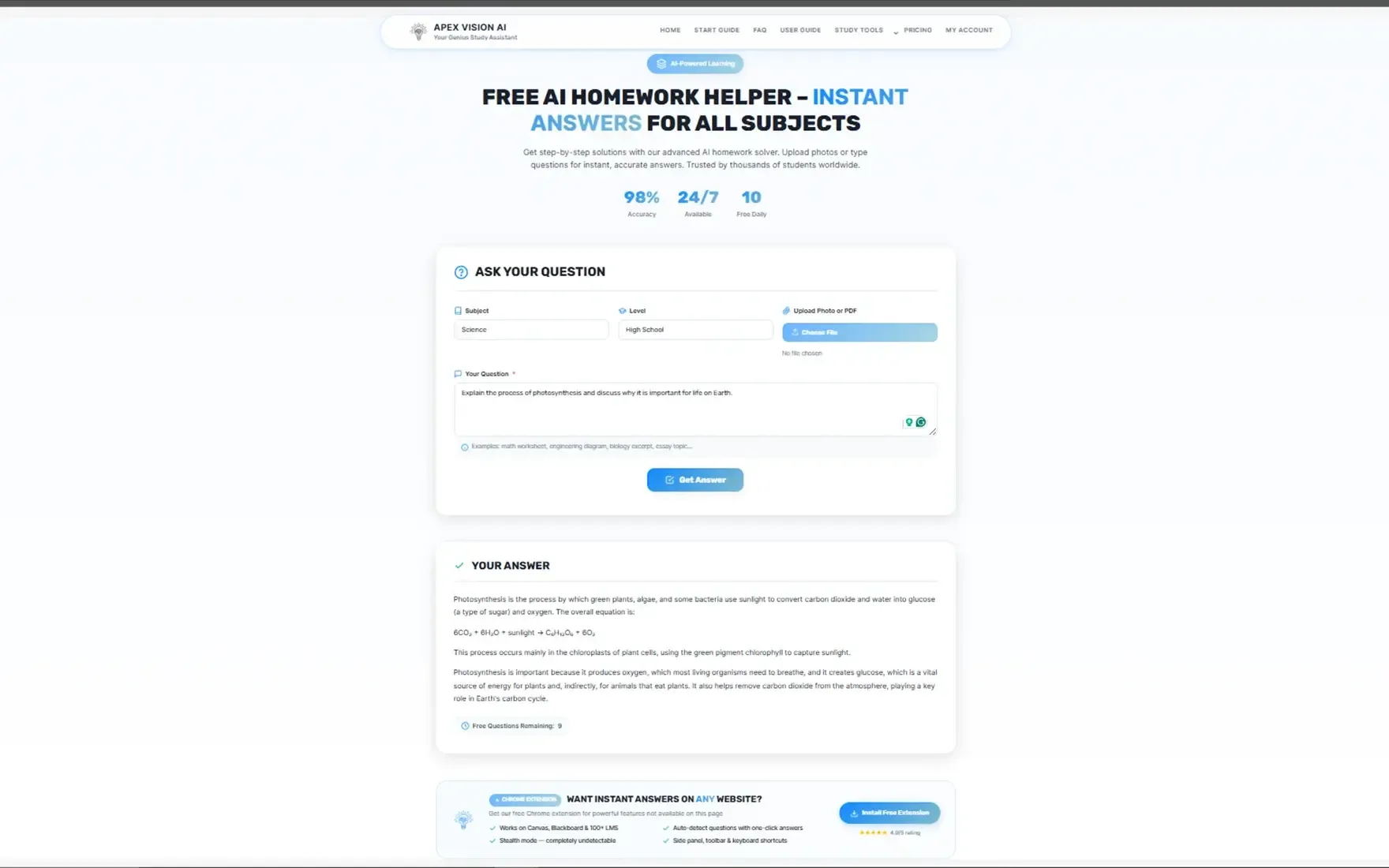 writing answer in Apexvision AI